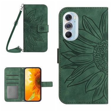Peňaženkové kožené puzdro Sun Flower na Motorola Edge 30 Pro - Zelená