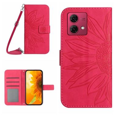Peňaženkové kožené puzdro Sun Flower na Motorola Edge 40 Neo - Ružovo červená