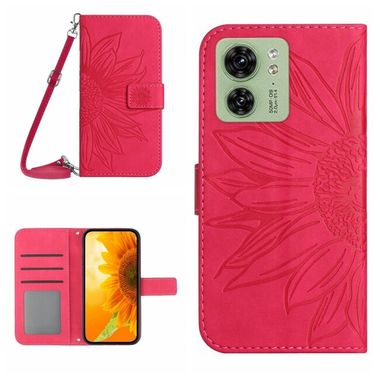 Peňaženkové kožené puzdro Sun Flower na Motorola Edge 40 - Ružovo červená