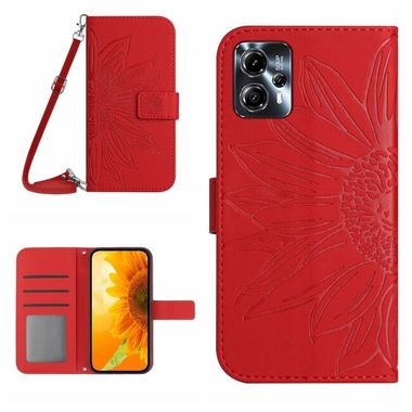 Peňaženkové kožené puzdro Sun Flower na Motorola Moto G13 / G23 / G53 5G - Červená