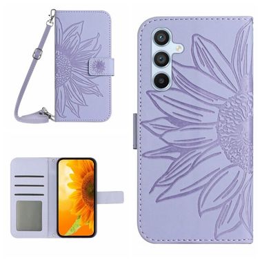 Peňaženkové kožené puzdro Sun Flower na Samsung Galaxy A24 - Fialová