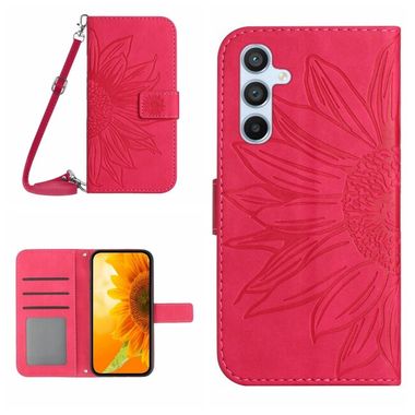 Peňaženkové kožené puzdro Sun Flower na Samsung Galaxy A25 5G - Rose Red