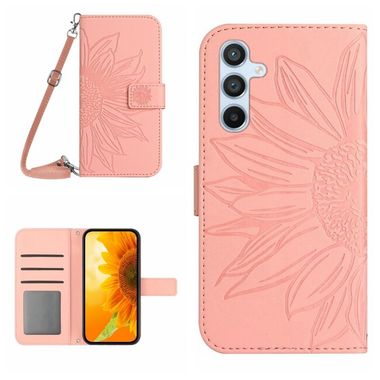 Peňaženkové kožené puzdro Sun Flower na Samsung Galaxy A25 5G - Ružová