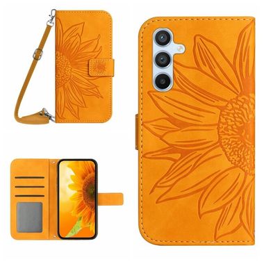 Peňaženkové kožené puzdro Sun Flower na Samsung Galaxy A25 5G - Žltá