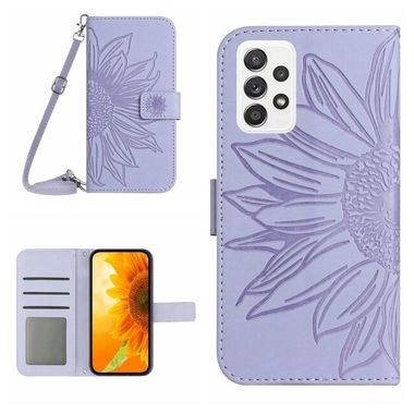 Peňaženkové kožené puzdro Sun Flower na Samsung Galaxy A73 5G - Fialová