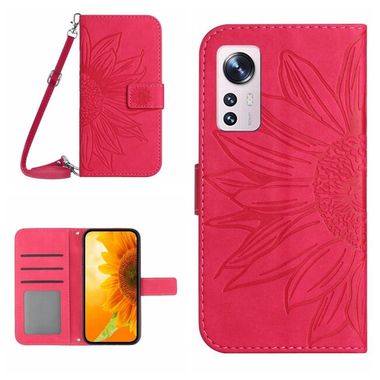 Peňaženkové kožené puzdro SUN FLOWER na Xiaomi 12 Lite – Ružovočervená