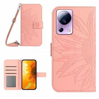 Peňaženkové kožené puzdro SUN FLOWER na Xiaomi 13 Lite - Ružová