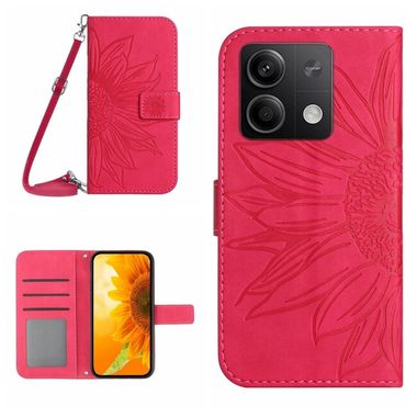 Peňaženkové kožené puzdro Sun Flower na Xiaomi Redmi Note 13 4G - Ružovo červená