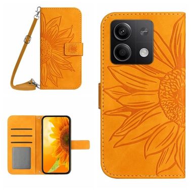 Peňaženkové kožené puzdro Sun Flower na Xiaomi Redmi Note 13 4G - Žltá