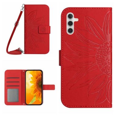 Peňaženkové kožené puzdro SUNFLOWER na Samsung Galaxy A04s – Červená