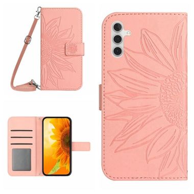 Peňaženkové kožené puzdro SUNFLOWER na Samsung Galaxy A04s – Ružová