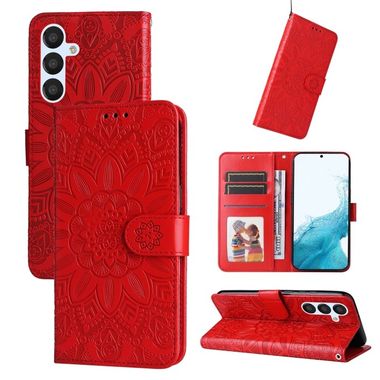 Peňaženkové kožené puzdro SUNFLOWER na Samsung Galaxy A34 5G – Červená