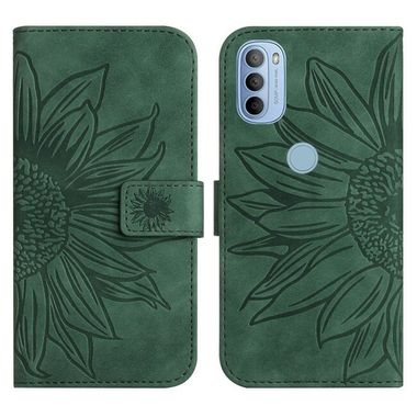 Peňaženkové kožené puzdro Sunflower Pattern na Moto G31/G41 - Zelená