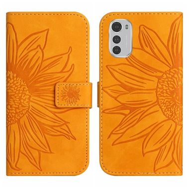 Peňaženkové kožené puzdro Sunflower Skin Feel na Moto E32 - Žltá
