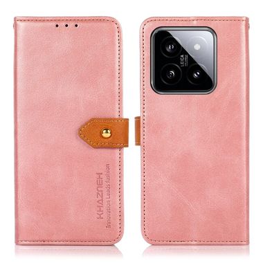 Peňaženkové kožené puzdro Texture Flip na Xiaomi 14 Pro - Ružovo zlatá