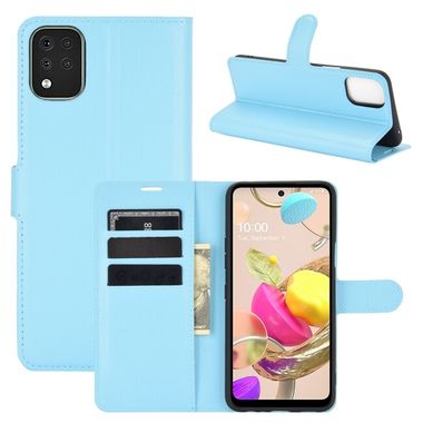 Peňaženkové kožené puzdro TEXTURE na LG K42 - Modrá