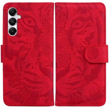 Peňaženkové kožené puzdro Tiger Embossed na Samsung Galaxy A05s - Červená