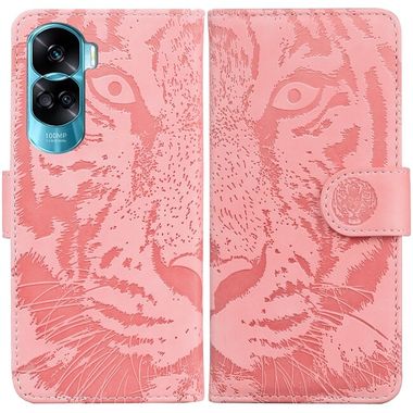 Peňaženkové kožené puzdro Tiger na Honor 90 Lite - Ružová
