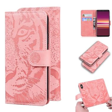 Peňaženkové kožené puzdro TIGER na Sony Xperia 5 - Ružová