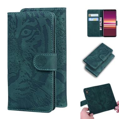 Peňaženkové kožené puzdro TIGER na Sony Xperia 5 - Zelená