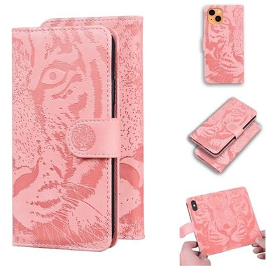 Peňaženkové kožené puzdro TIGER na iPhone 13 Mini - Ružová