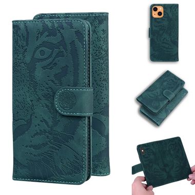 Peňaženkové kožené puzdro TIGER na iPhone 13 - Zelená