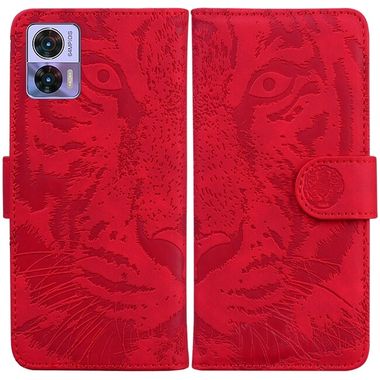 Peňaženkové kožené puzdro Tiger na Motorola Edge 30 Neo - Červená