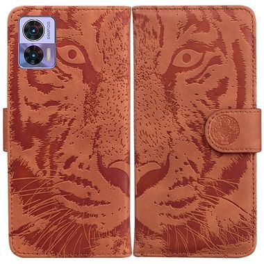 Peňaženkové kožené puzdro Tiger na Motorola Edge 30 Neo - Hnedá