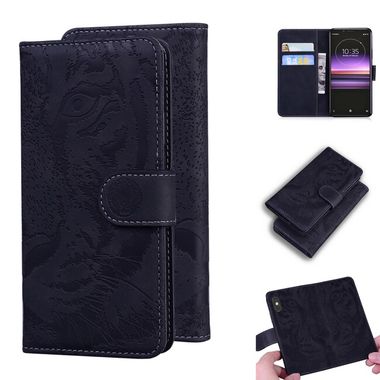 Peňaženkové kožené puzdro TIGER na Sony Xperia 1 - Čierna
