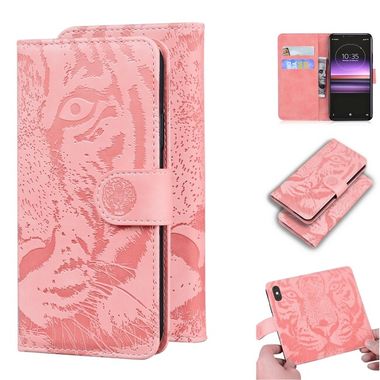 Peňaženkové kožené puzdro TIGER na Sony Xperia 1 - Ružová