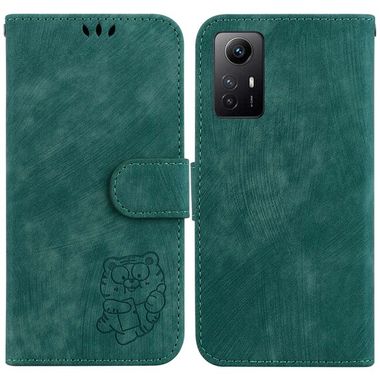 Peňaženkové kožené puzdro Tiger na Xiaomi Redmi Note 12S - Zelená