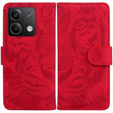 Peňaženkové kožené puzdro Tiger na Xiaomi Redmi Note 13 - Červená