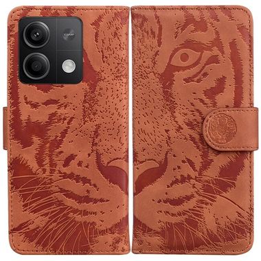 Peňaženkové kožené puzdro Tiger na Xiaomi Redmi Note 13 - Hnedá