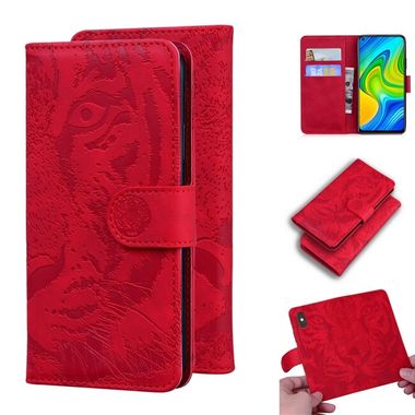Peňaženkové kožené puzdro TIGER na Xiaomi Redmi Note 9 - Červená