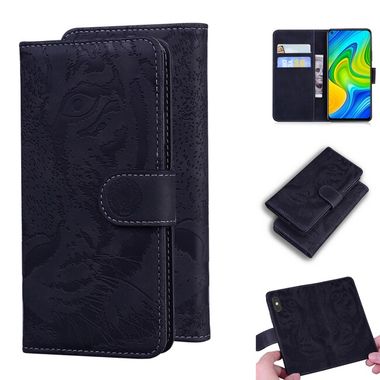 Peňaženkové kožené puzdro TIGER na Xiaomi Redmi Note 9 - Čierna