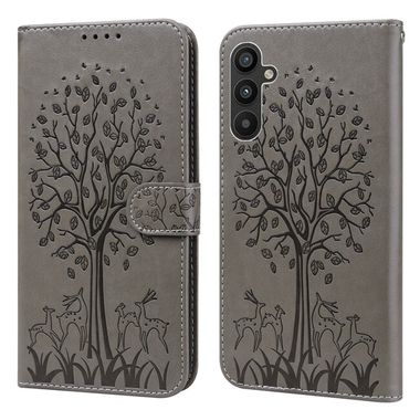 Peňaženkové kožené puzdro TREE & DEER na Samsung Galaxy A34 5G – Šedá