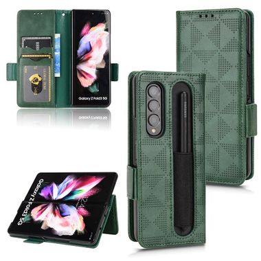 Peňaženkové kožené puzdro Triangle na Samsung Galaxy Z Fold4 - Zelená
