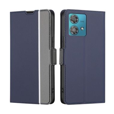 Peňaženkové kožené puzdro Twill na Motorola Edge 40 Neo - Modrá