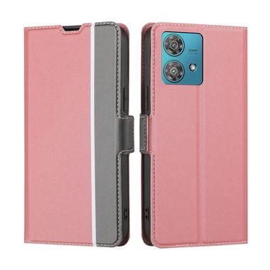 Peňaženkové kožené puzdro Twill na Motorola Edge 40 Neo - Ružová