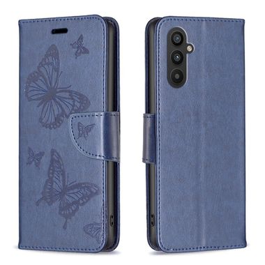 Peňaženkové kožené puzdro Two Butterflies na Samsung Galaxy A24 - Modrá