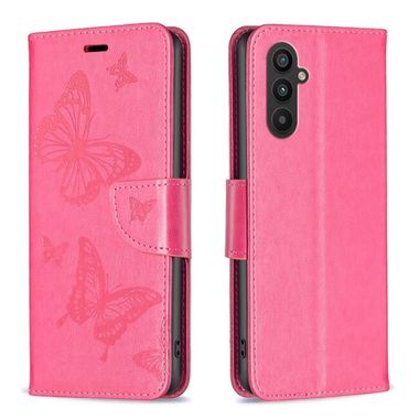 Peňaženkové kožené puzdro Two Butterflies na Samsung Galaxy A24 - Ružovo červená