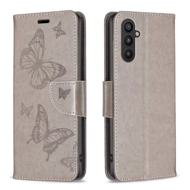 Peňaženkové kožené puzdro Two Butterflies na Samsung Galaxy A25 5G - Šedá
