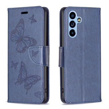 Peňaženkové kožené puzdro TWO BUTTERFLIES na Samsung Galaxy A54 5G – Modrá