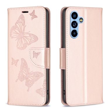 Peňaženkové kožené puzdro TWO BUTTERFLIES na Samsung Galaxy A54 5G – Ružovozlatá