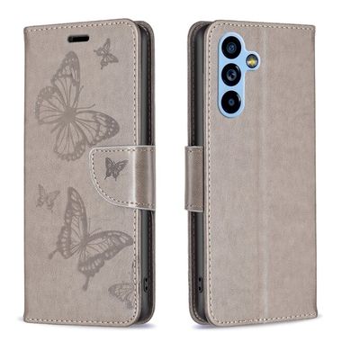 Peňaženkové kožené puzdro TWO BUTTERFLIES na Samsung Galaxy A54 5G – Šedá