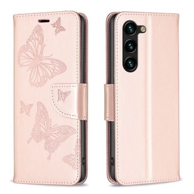 Peňaženkové kožené puzdro Two Butterflies na Samsung Galaxy S24 Plus 5G - Ružové zlato