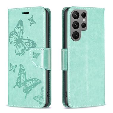 Peňaženkové kožené puzdro Two Butterflies na Samsung Galaxy S24 Ultra 5G - Zelená
