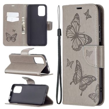 Peňaženkové kožené puzdro Two Butterflies na Xiaomi Redmi Note 10/10S - Sivá