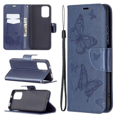 Peňaženkové kožené puzdro Two Butterflies na Xiaomi Redmi Note 10/10S - Tmavo modrá