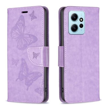 Peňaženkové kožené puzdro Two Butterflies na Xiaomi Redmi Note 12 4G - Fialová